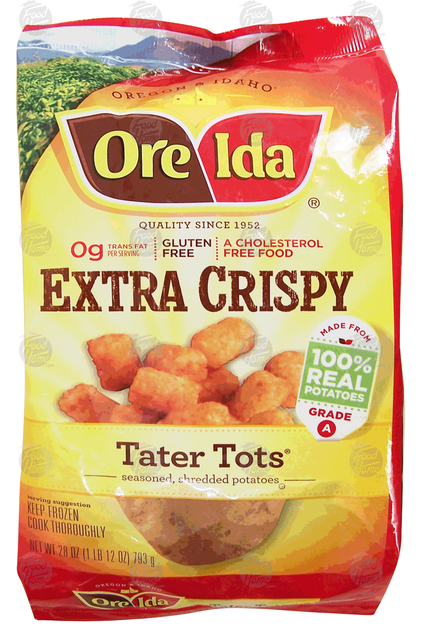 Ore-Ida Extra Crispy Tater Tots seasoned, shredded potatoes Full-Size Picture